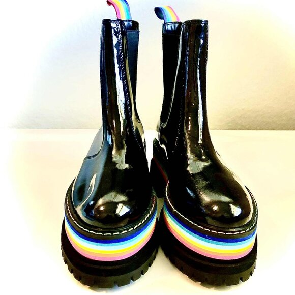 NWOT KURT GEIGER LONDON Birdie Rainbow Platform Chelsea Boot Black 6 MSRP $240 - Picture 5 of 9